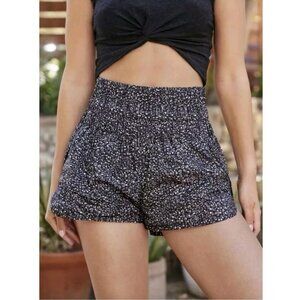 Free People Movement The Way Home Shorts Womens Size L High Waisted Black Gray